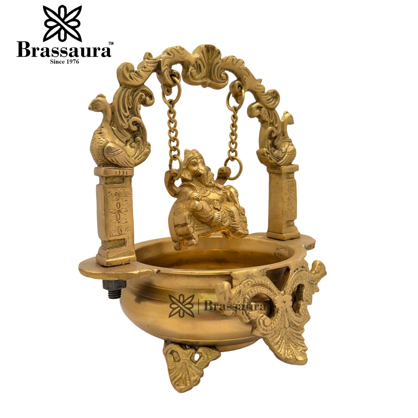 Brass Ganesha Urli Statue Weight 2.6 Kg And Height 9.5 Inch