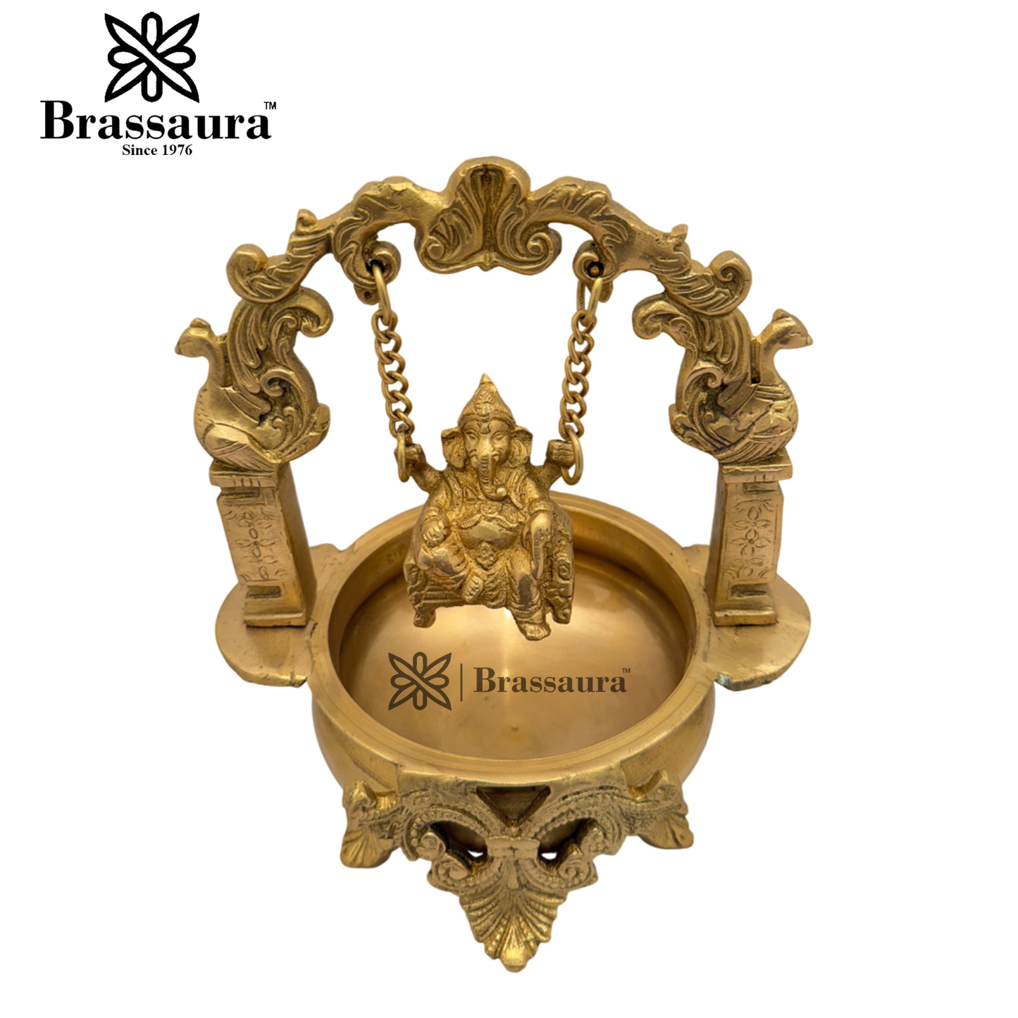 Brass Ganesha Urli Statue Weight 2.6 Kg And Height 9.5 Inch