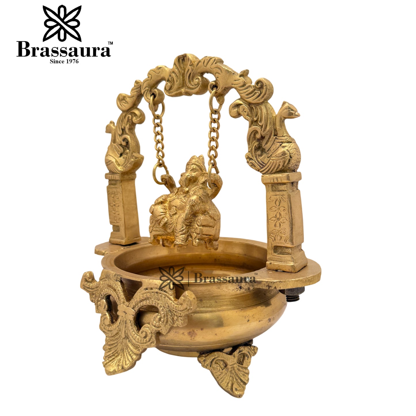 Brass Ganesha Urli Statue Weight 2.6 Kg And Height 9.5 Inch