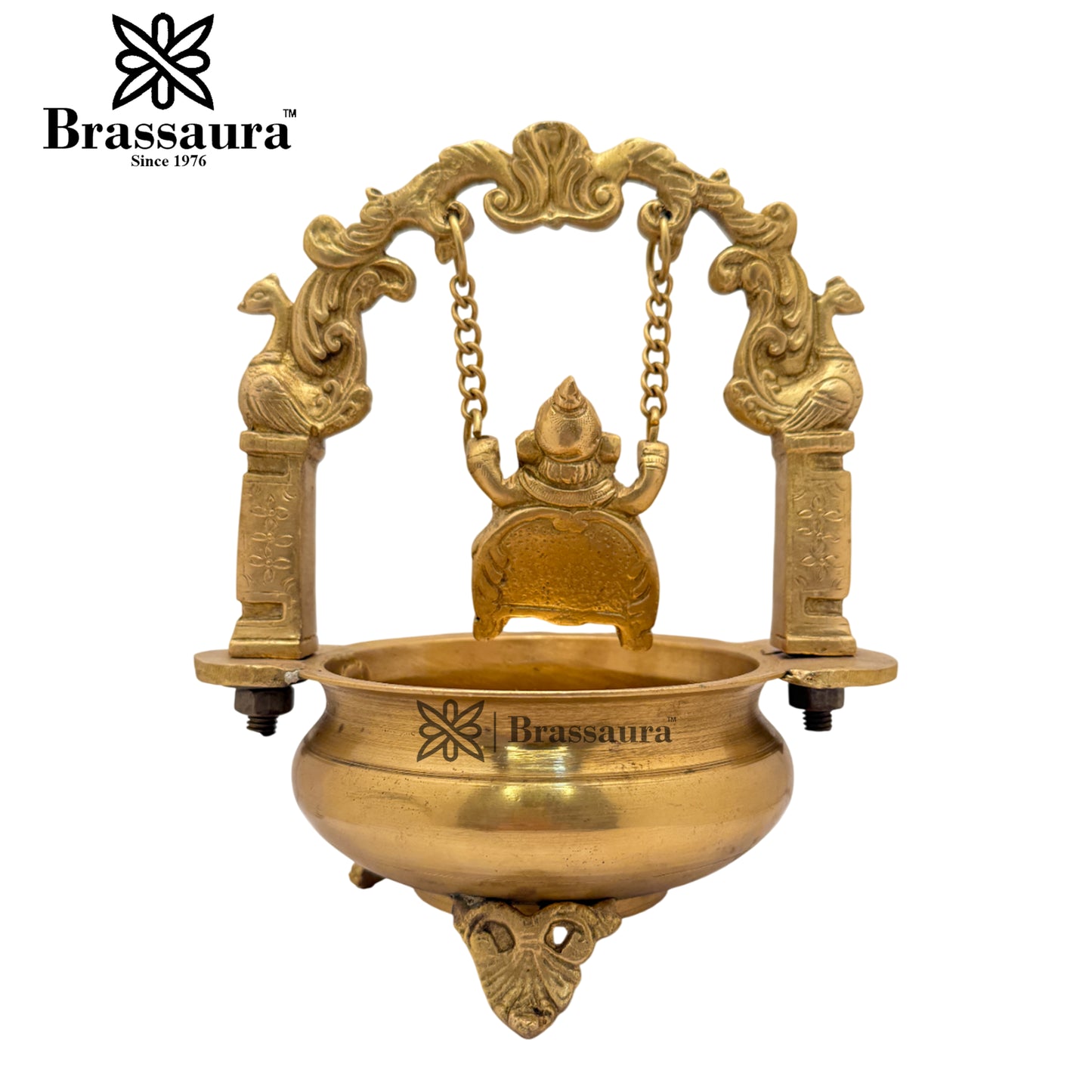Brass Ganesha Urli Statue Weight 2.6 Kg And Height 9.5 Inch