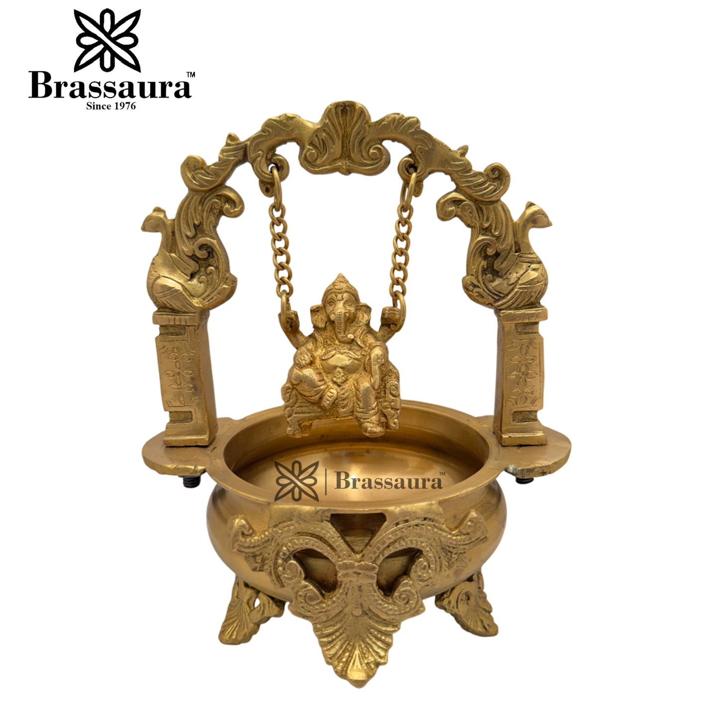Brass Ganesha Urli Statue Weight 2.6 Kg And Height 9.5 Inch