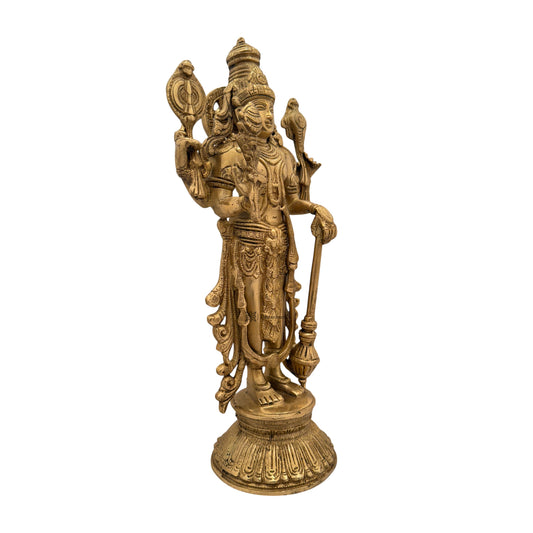 घर और सजावट के लिए पीतल की सुनहरी विष्णु भगवान मूर्ति, ऊंचाई 32 सेमी, वजन 3.5 किग्रा