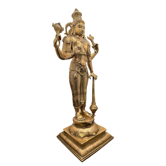 Brassaura® Lord Vishnu Brass Statue | Traditional Finish | Height 20.5 Inches