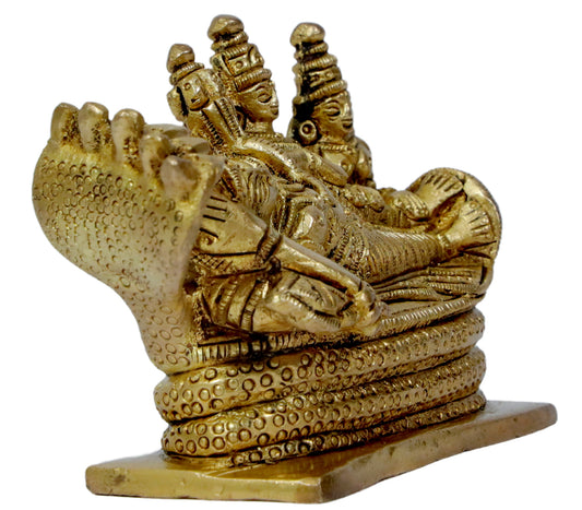 Brassaura™ Brass Vishnu Laxmi – Height 4.4 Inches & Weight 0.6 Kgs | Elegant Sculpture of Lord Vishnu & Goddess Lakshmi