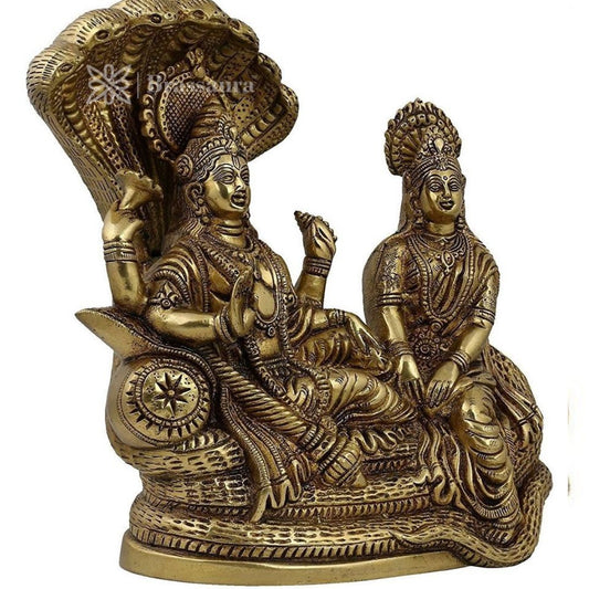Brassaura™ Brass Vishnu Laxmi – Height 16.4 Inches & Weight 3 Kgs | Auspicious Idol Symbolizing Wealth & Harmony