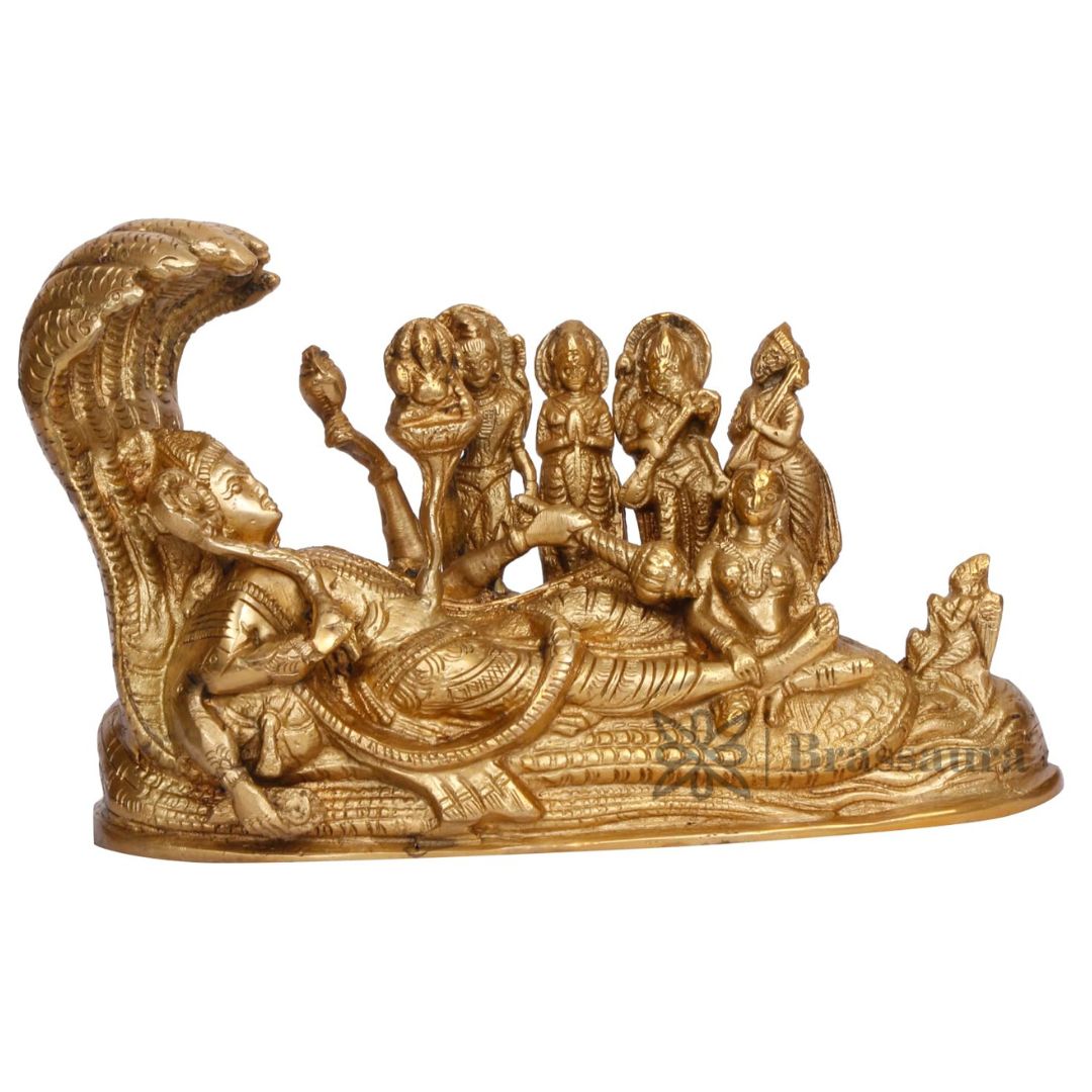 Brass Vishnu Laxmi Family Murti for Home and Decor Height 16 cm Weight 2.2 Kg