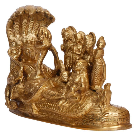 Brass Vishnu Laxmi Family Murti for Home and Decor Height 16 cm Weight 2.2 Kg