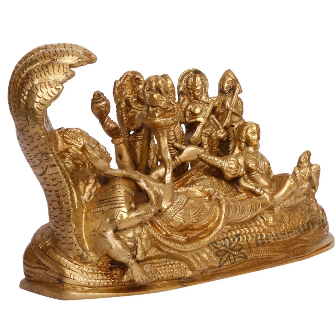 Brass Vishnu Laxmi Family Murti for Home and Decor Height 16 cm Weight 2.2 Kg