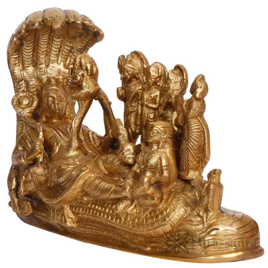 Brass Vishnu Laxmi Family Murti for Home and Decor Height 16 cm Weight 2.2 Kg