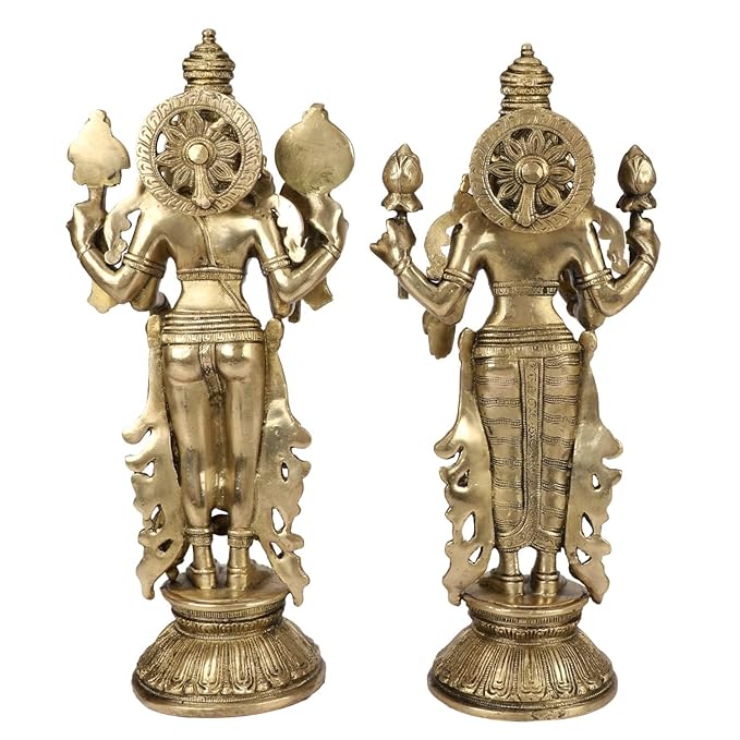 Brass Vishnu Laxmi Murti for Home and Decor Height 36 cm Weight 7.5 Kg