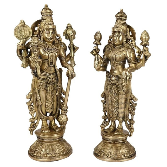 Brass Vishnu Laxmi Murti for Home and Decor Height 36 cm Weight 7.5 Kg