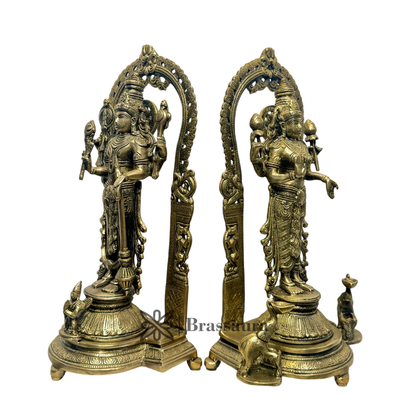 Brass Vishnu Laxmi Murti for Home and Decor Height 12 Inch Weight 12 Kg