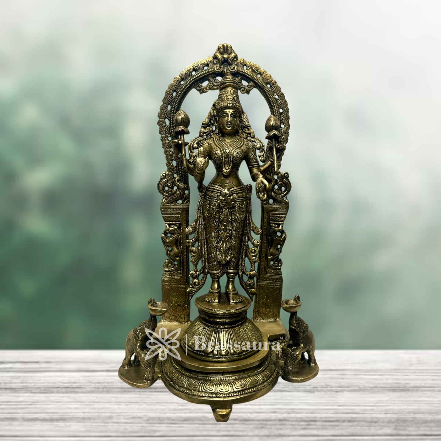 Brass Vishnu Laxmi Murti for Home and Decor Height 12 Inch Weight 12 Kg