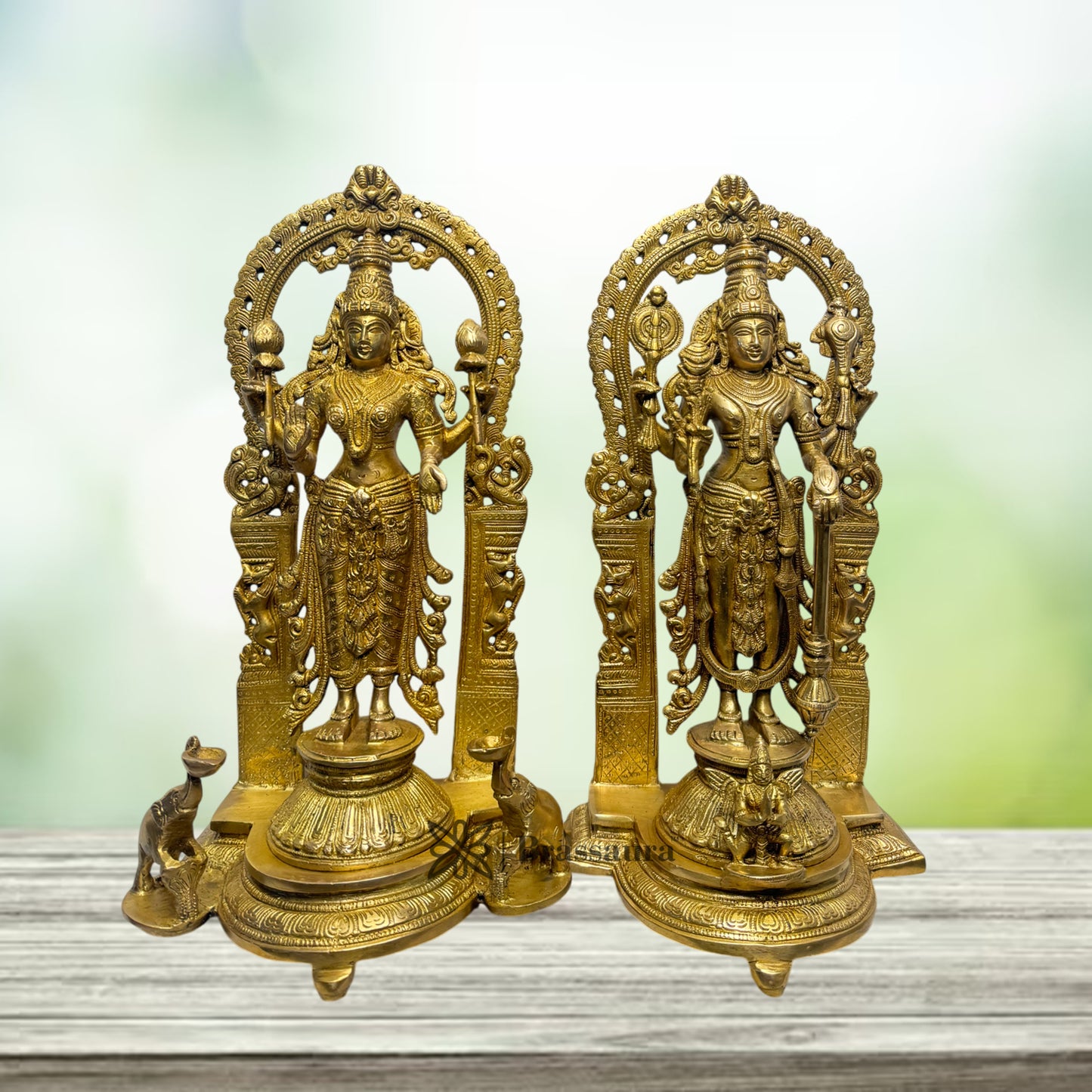 Brass Vishnu Laxmi Murti for Home Decor and Gift Items Weight 12 Kg Height 18 cm