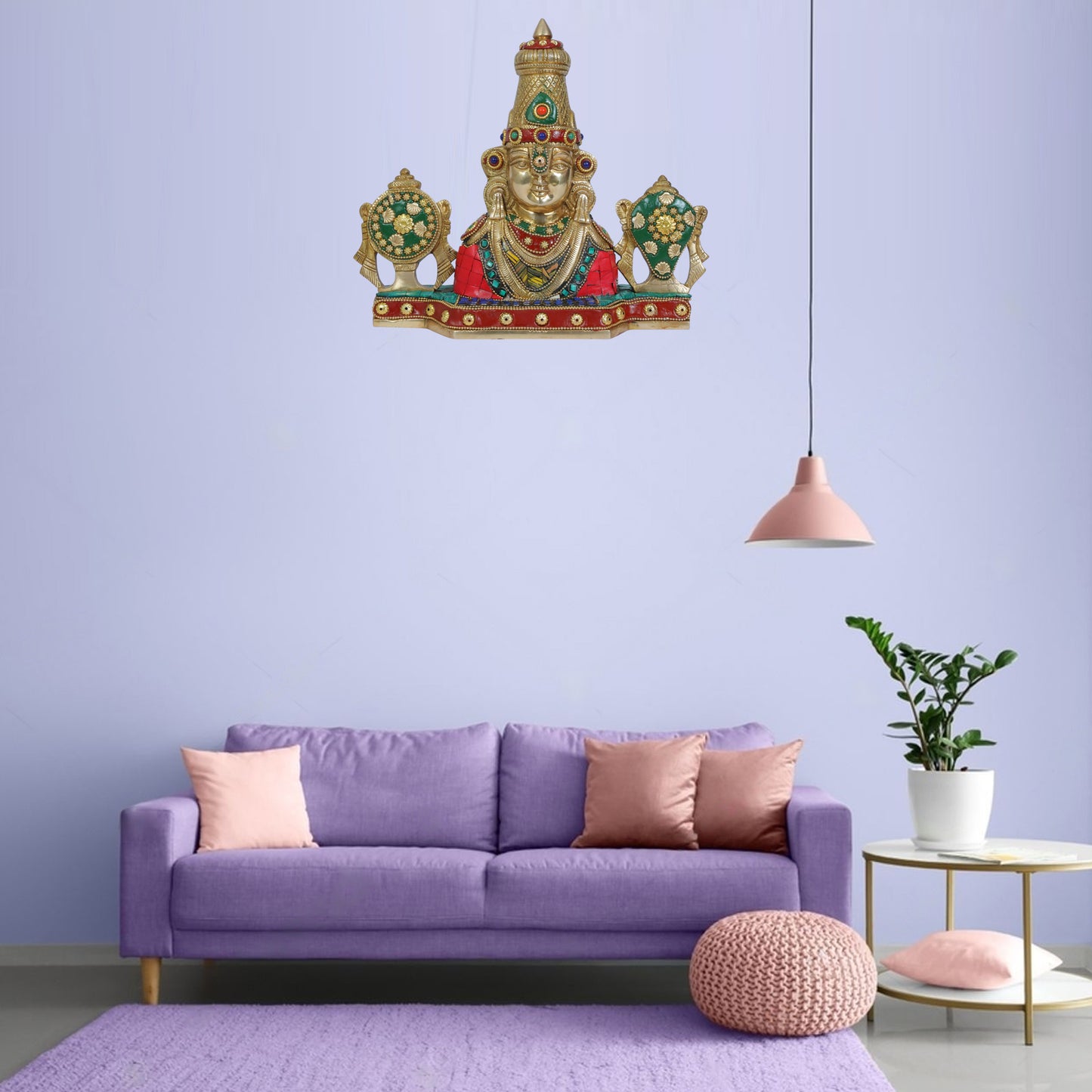Brass Gem Stone Work Bala Ji Wall Hanging for Home and Decor Height 10.2 Inch Weight 2.55 Kg