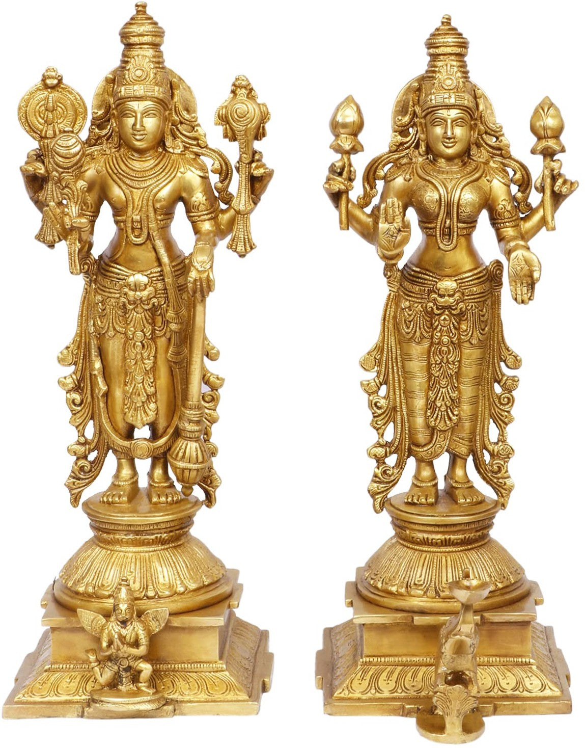Brass Golden Vishnu Laxmi Murti Home Decor and Gift Weight 9.5 Kg Height 40 cm