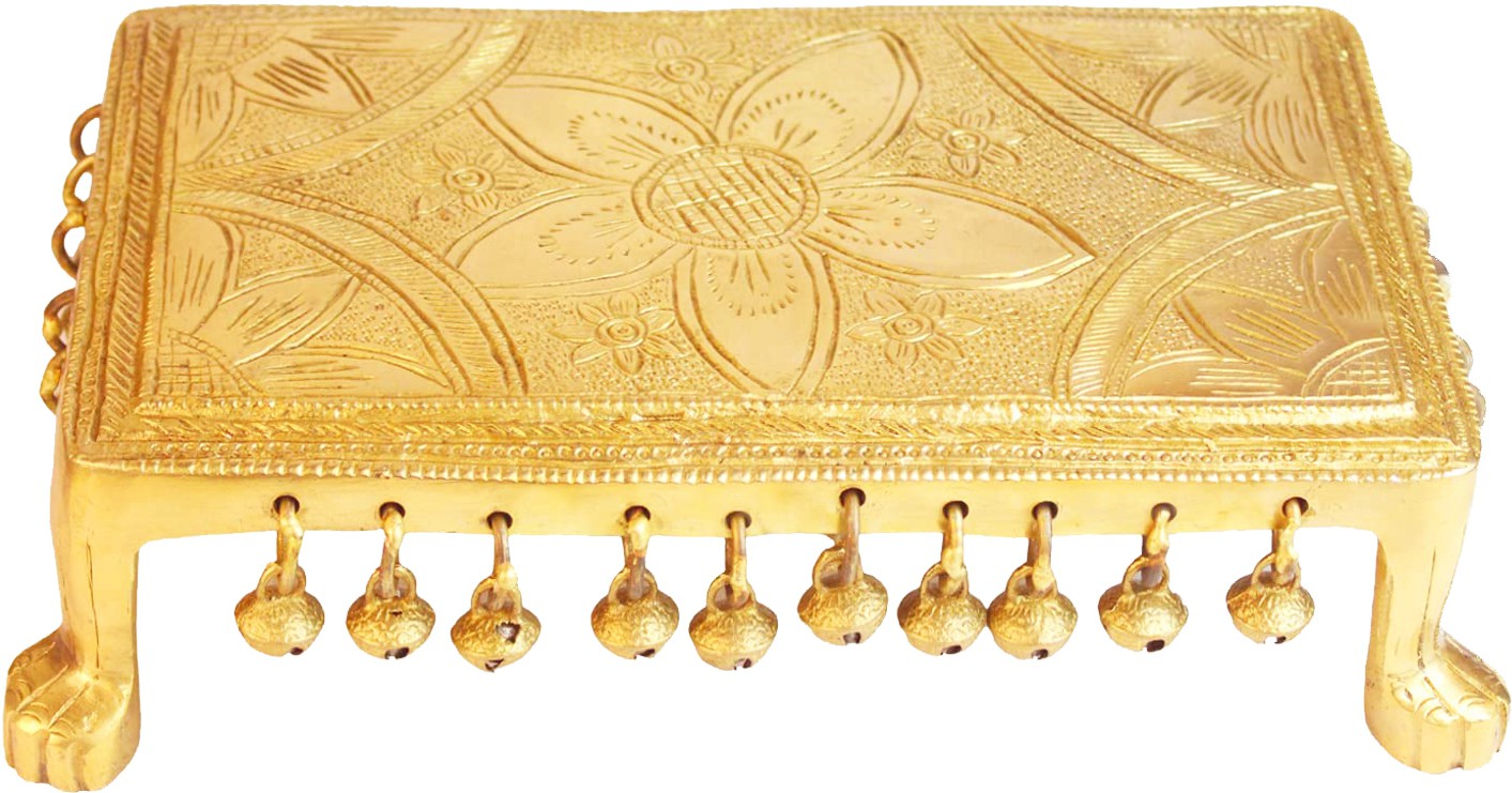 Brass Chowki Statue For Home Decor Weight 3.2 Kg And Height 8 Cm