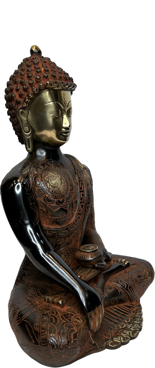 Brassaura™ Brass Black Color Buddha Statue