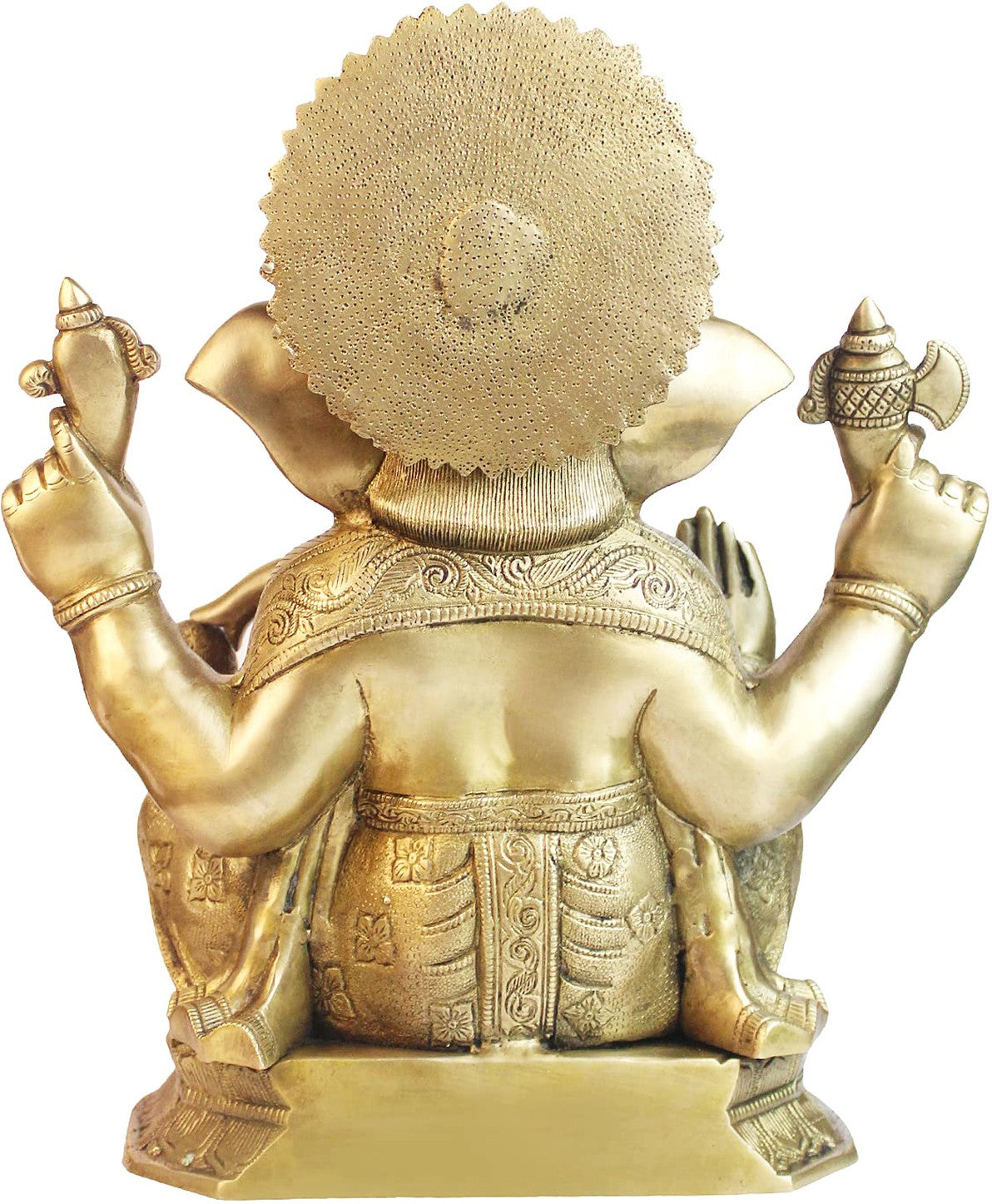 Brassaura™ Brass Big Ganesha Idol – Height 15.35 inches & Weight 14 kgs | Traditional Ganesha Murti for Home & Pooja Room