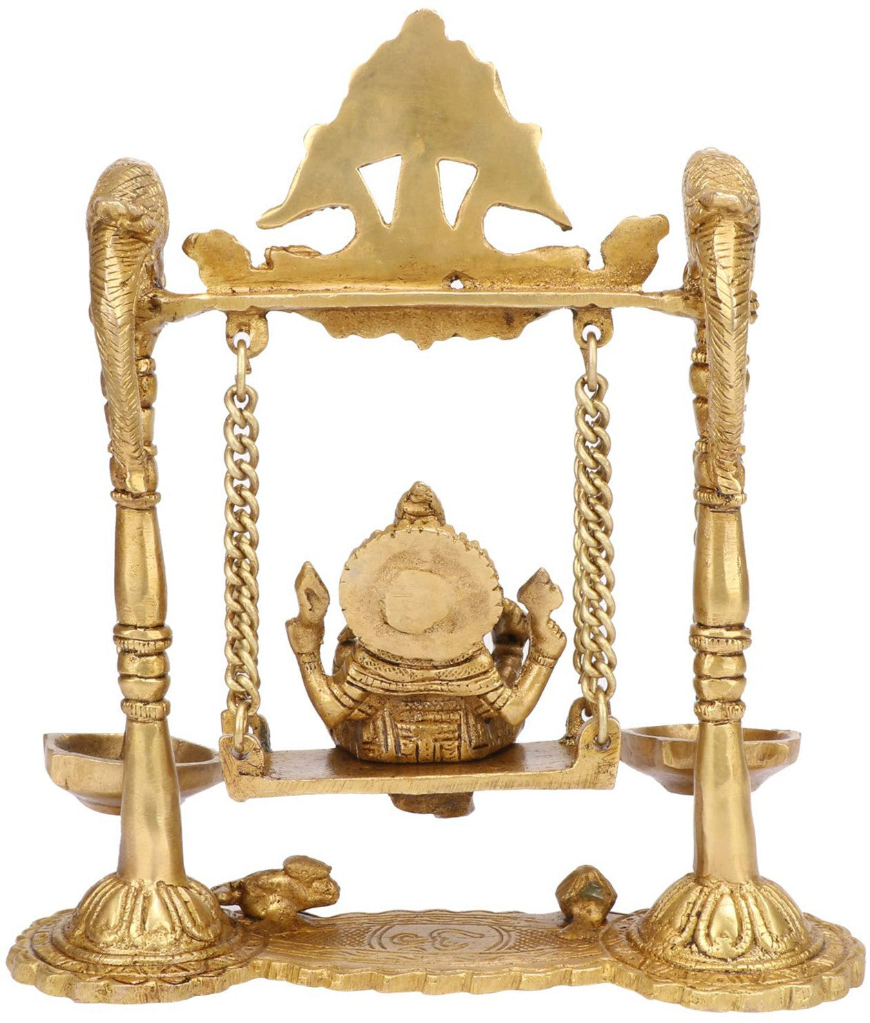 Brass Ganesha Jhula Statue For Home Decor Weight 1.7 Kg And Height 30 Cm