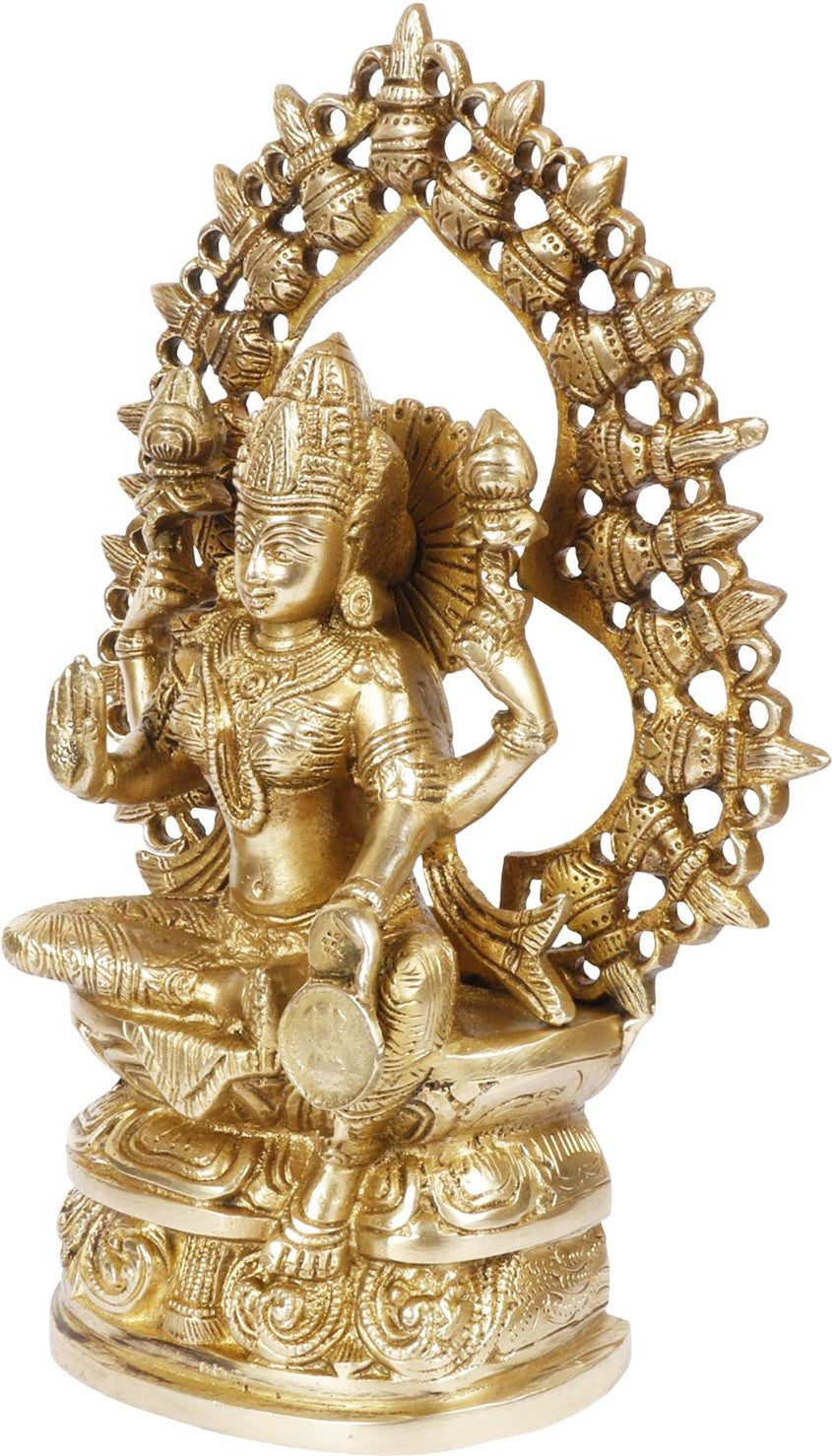 Brassaura™ Classic Brass Laxmi Statue – Height 12 Inches & Weight 3 Kgs | Puja Room Idol