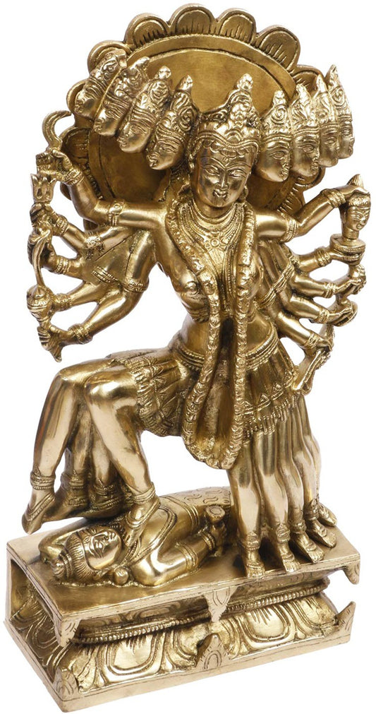 Brassaura™ Artistic Brass Kali Maa Idol – Height 16 Inches & Weight 7.5 Kgs | Home & Temple Décor