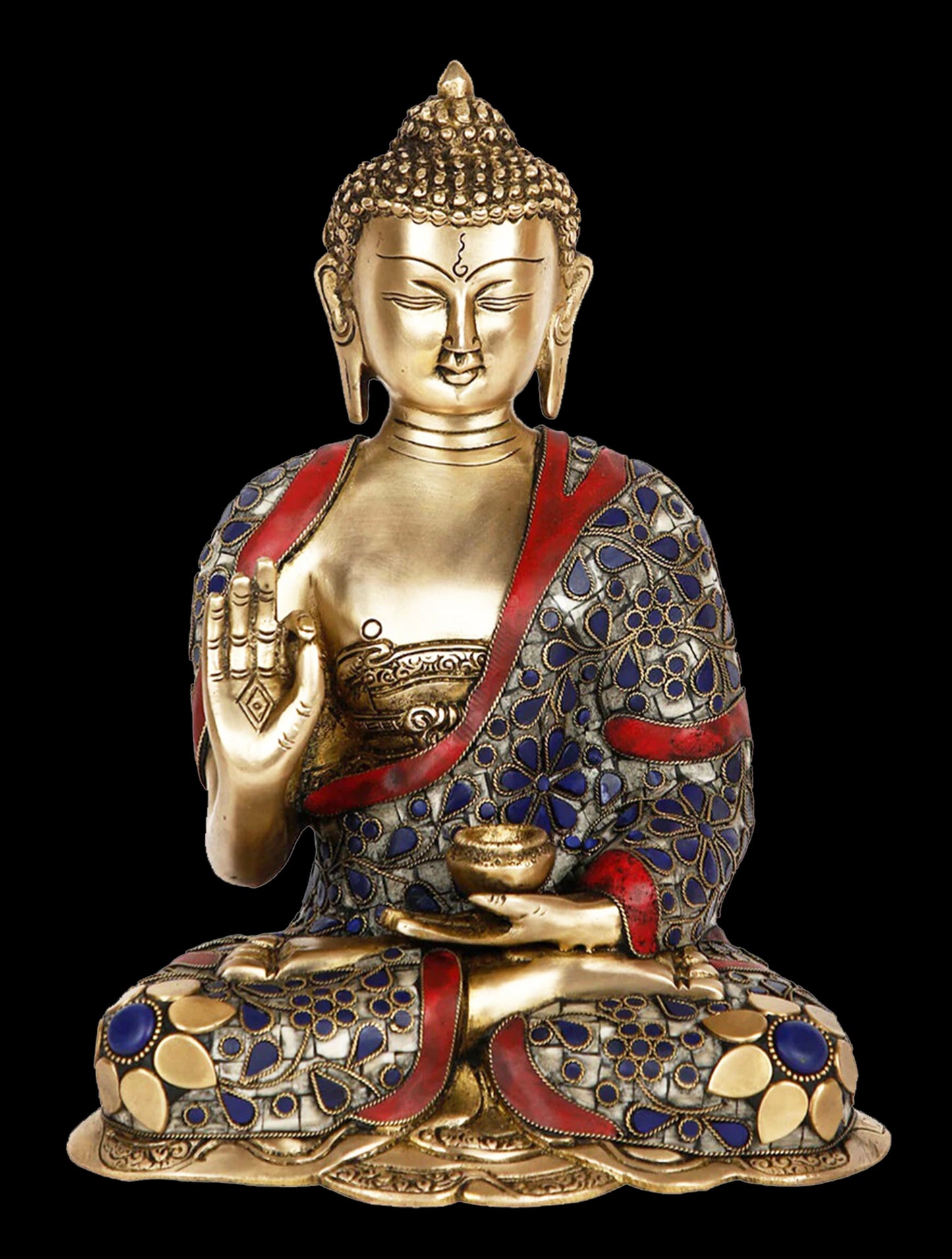 Brassaura™ Brass Vitarka Statue Multicolor Sculpture Idol