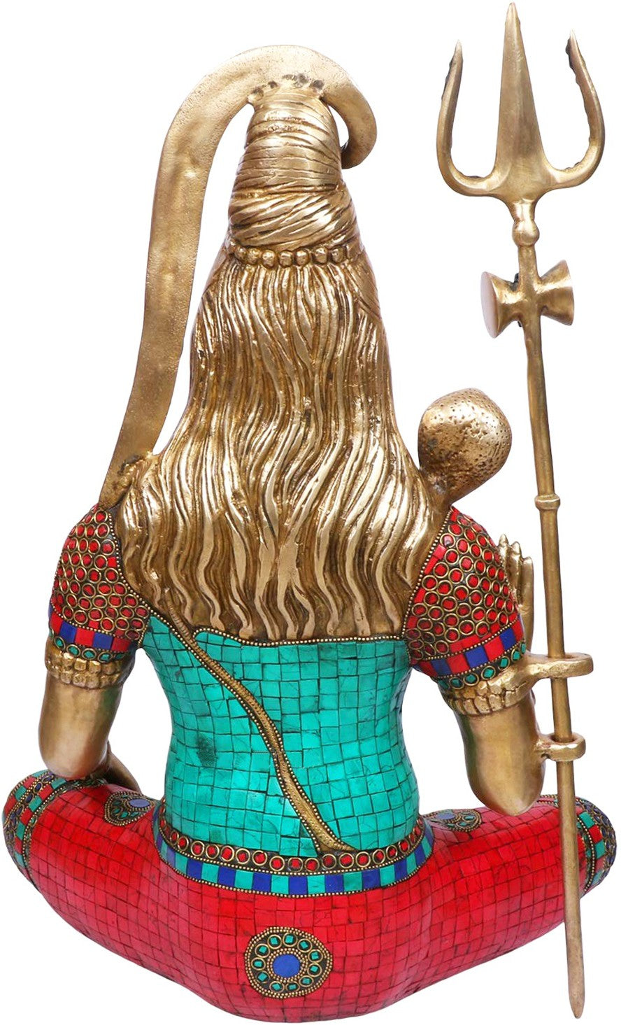 Brassaura™ Brass Shiva Idol Adorned with Gem Stones –– Height 20 Inches & Weight 13.7 Kgs | Traditional Décor