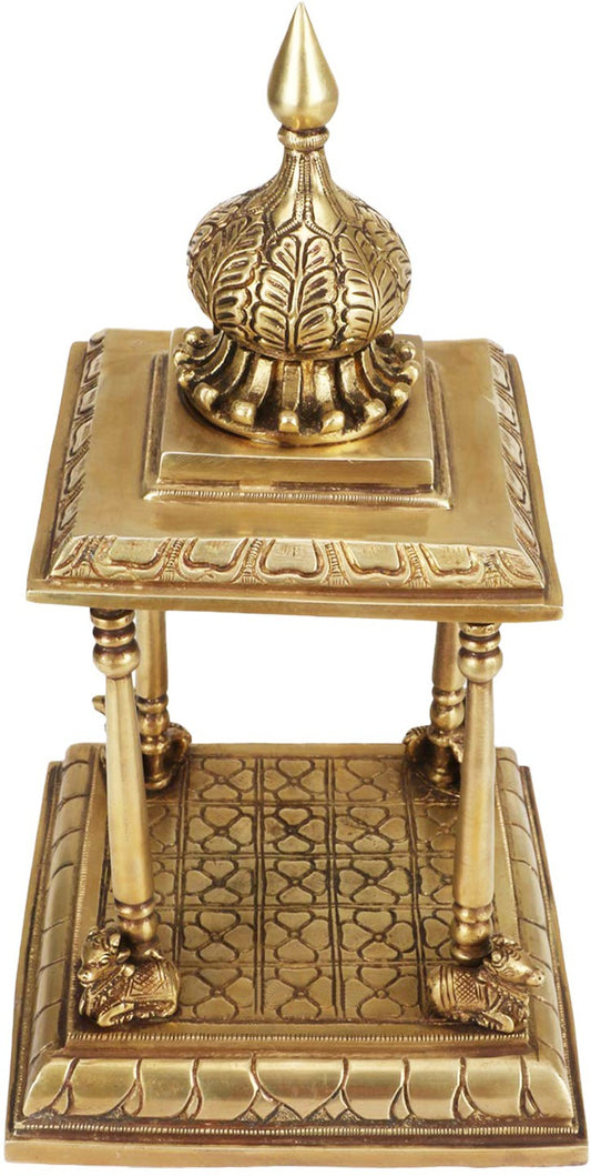Brassaura™ Brass Temple Statue – Height 14.4 Inches & Weight 4.3 Kgs | Meditation & Worship Space Accent