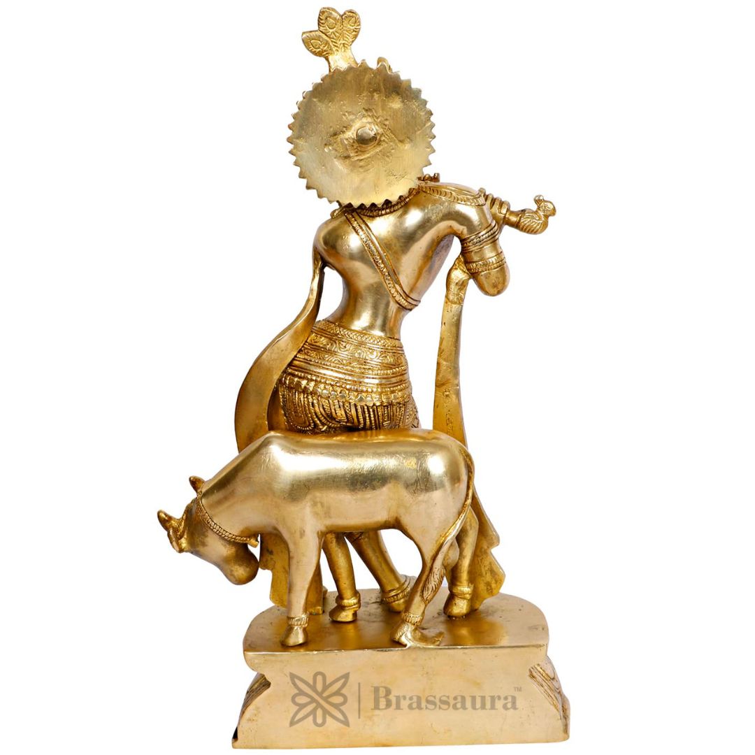 Brass Krishna Murti for Home and Decor Living Room Height 38 cm Weight 4.5 Kg