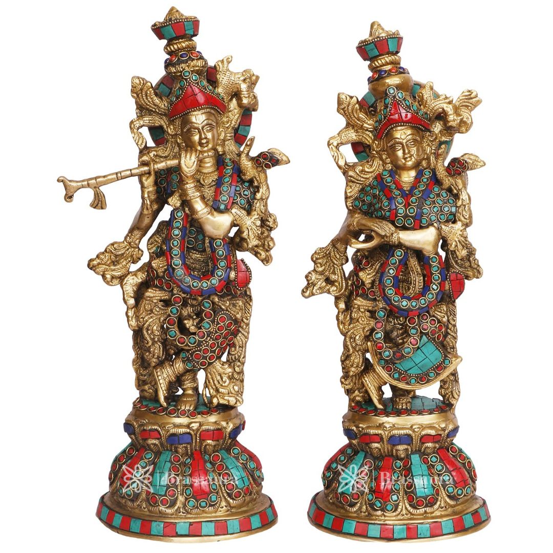Brass Radha Krishna Murti for Home and Decor Height 41 cm Weight 9.5 Kg