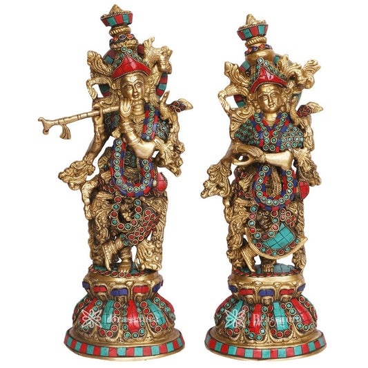 Brassaura™ Radha Krishna Murti | Pure Brass | Handcrafted Home & Living Room Decor Showpiece | Height 41 cm & Weight 9.5 Kgs