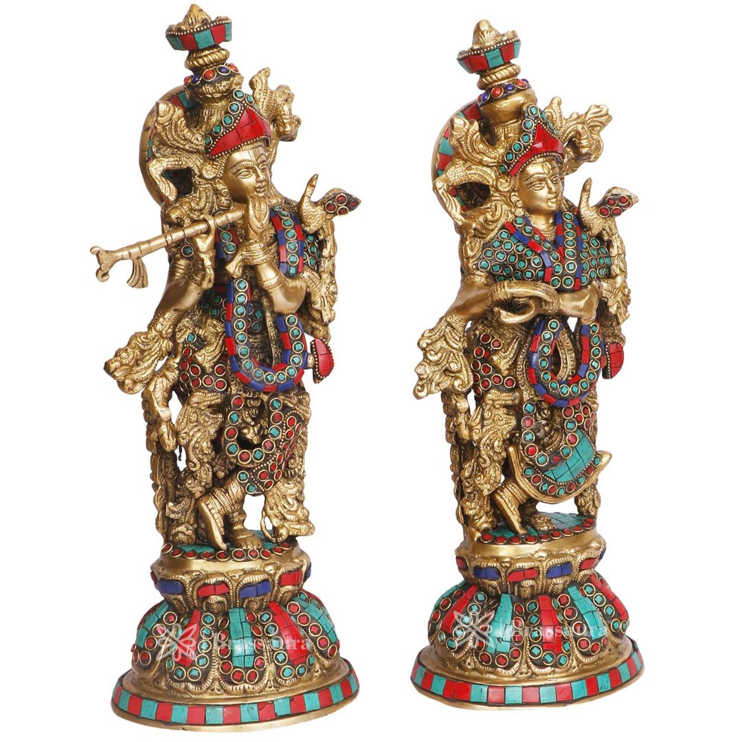 Brass Radha Krishna Murti for Home and Decor Height 41 cm Weight 9.5 Kg