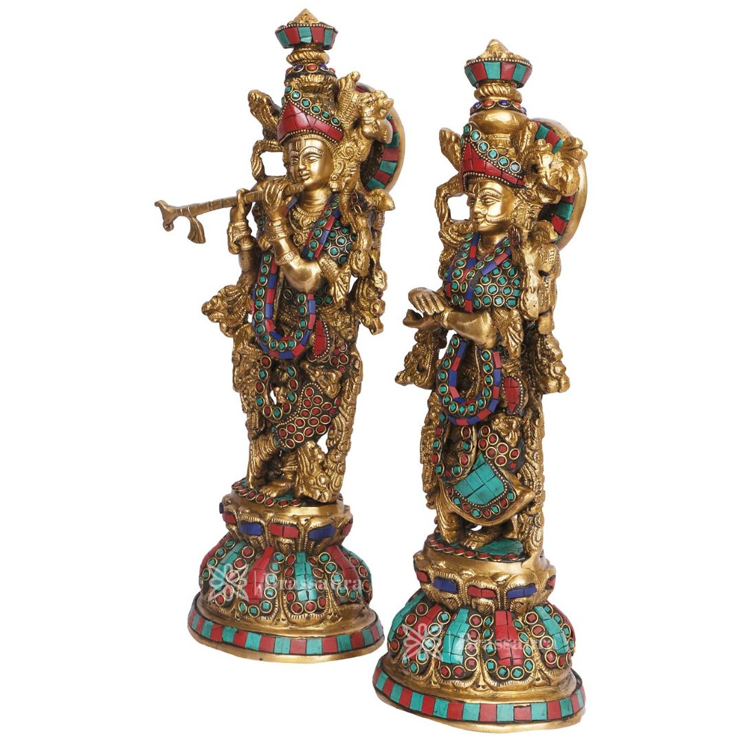 Brass Radha Krishna Murti for Home and Decor Height 41 cm Weight 9.5 Kg