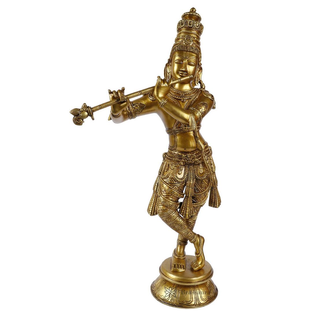 Brass Krishna Statue For Home Decor Weight 9.5 Kg And Height 61 Cm