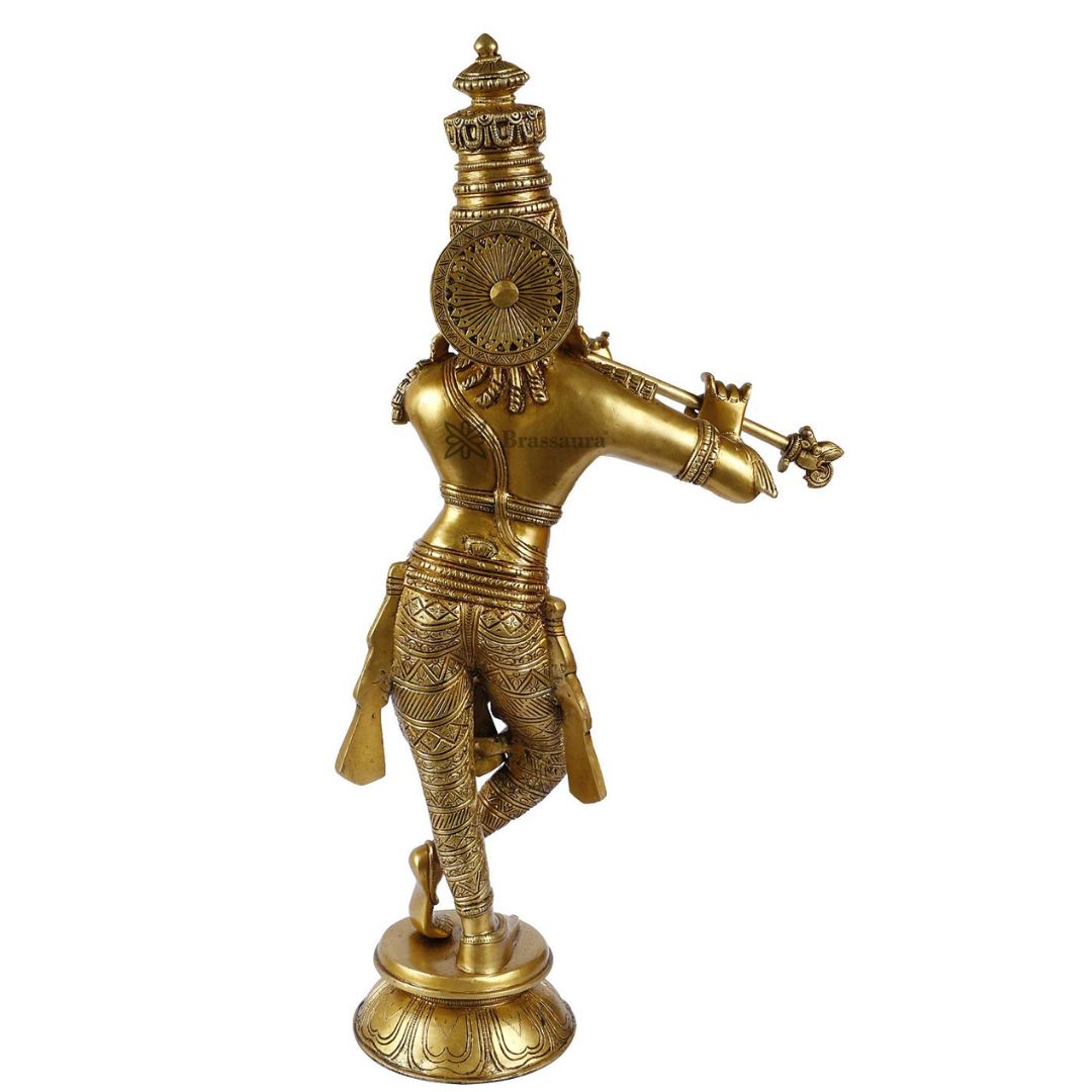 Brass Krishna Statue For Home Decor Weight 9.5 Kg And Height 61 Cm