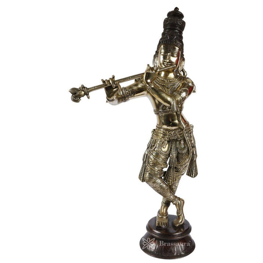 Brass Krishna Statue For Home Decor Weight 9.5 Kg And Height 61 Cm