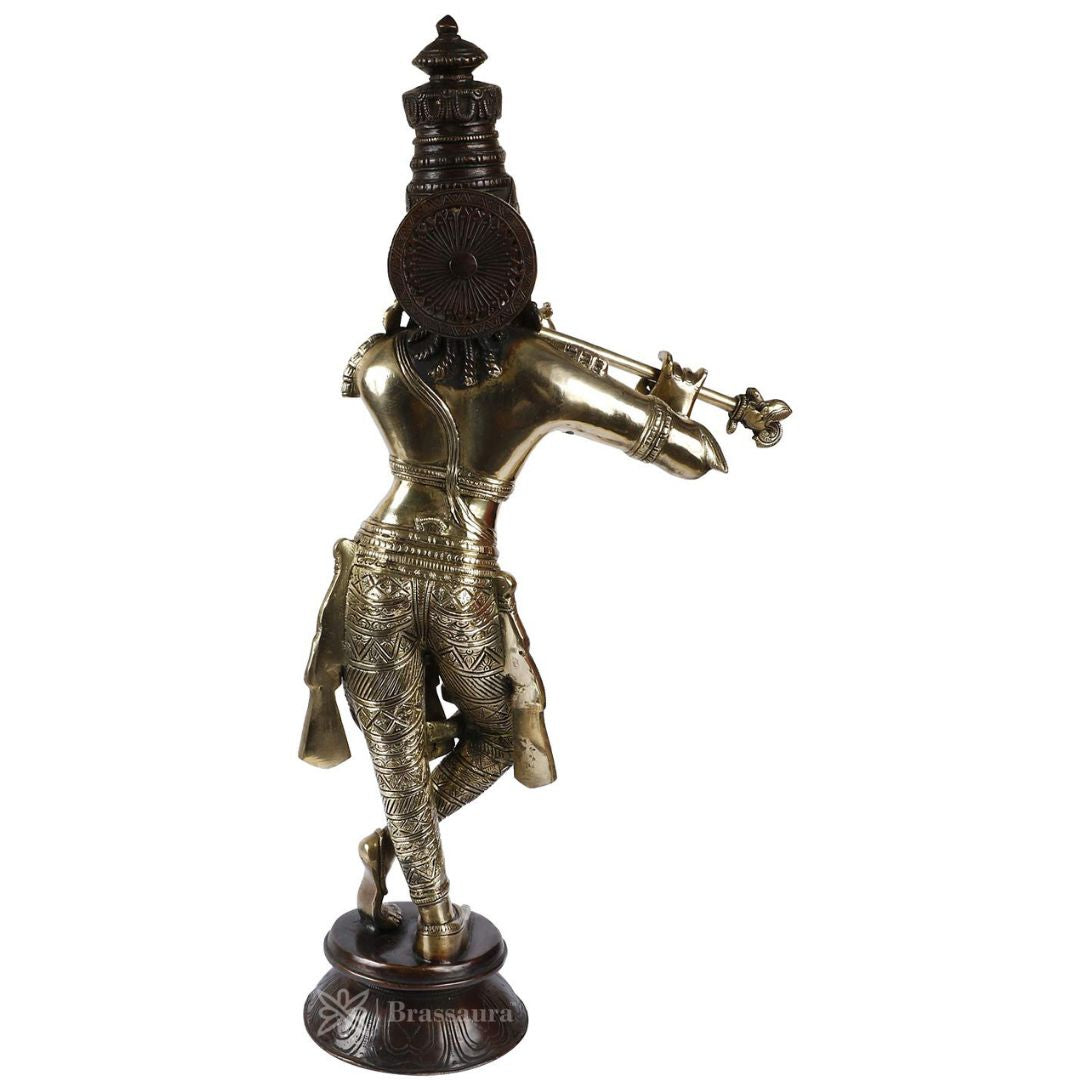 Brass Krishna Statue For Home Decor Weight 9.5 Kg And Height 61 Cm