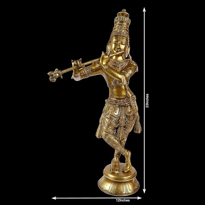 Brass Krishna Murti for Home and Decor Height 60 cm Weight 9.3 Kg