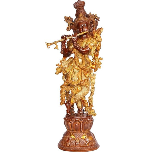 Brass Krishna Murti for Home and Decor Height 76 cm Weight 16 Kg