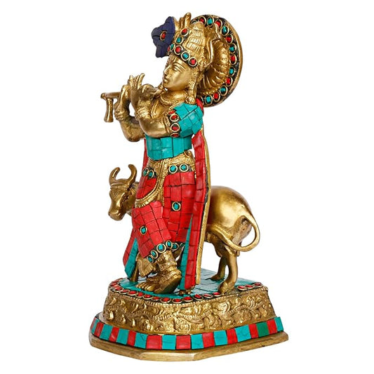 Brass Krishna Murti for Home and Decor Living Room Height 60 cm Weight 9.3 Kg