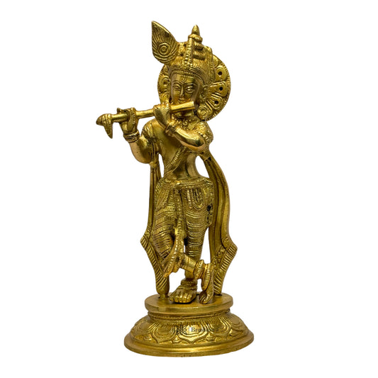 Handmade Brass Krishna Murti Modern Artwork Diwali Gift Weight 1.9 Kg Height 10.5 cm