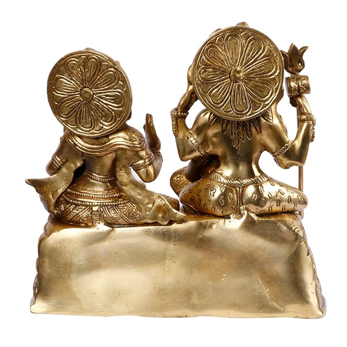 Brass Golden Shiva Parivar Murti for Home and Decor Height 23 cm Weight 4.4 Kg