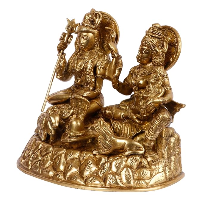 Brass Golden Shiva Parivar Murti for Home and Decor Height 23 cm Weight 4.4 Kg