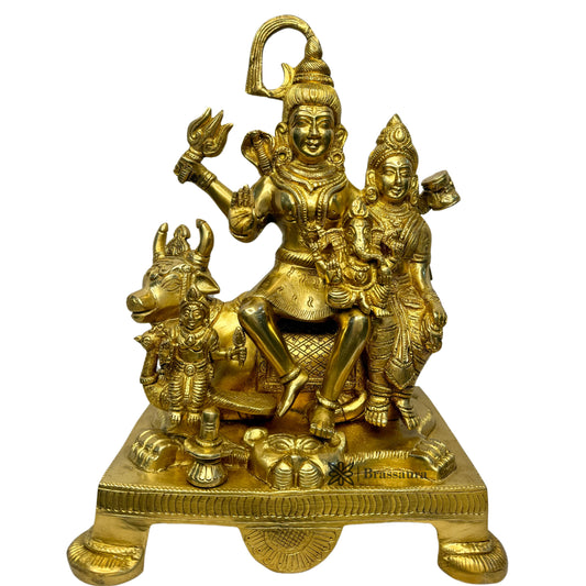 Brass Golden Shiva Parivar Murti for Home and Decor Height 32 cm Weight 8.05 Kg