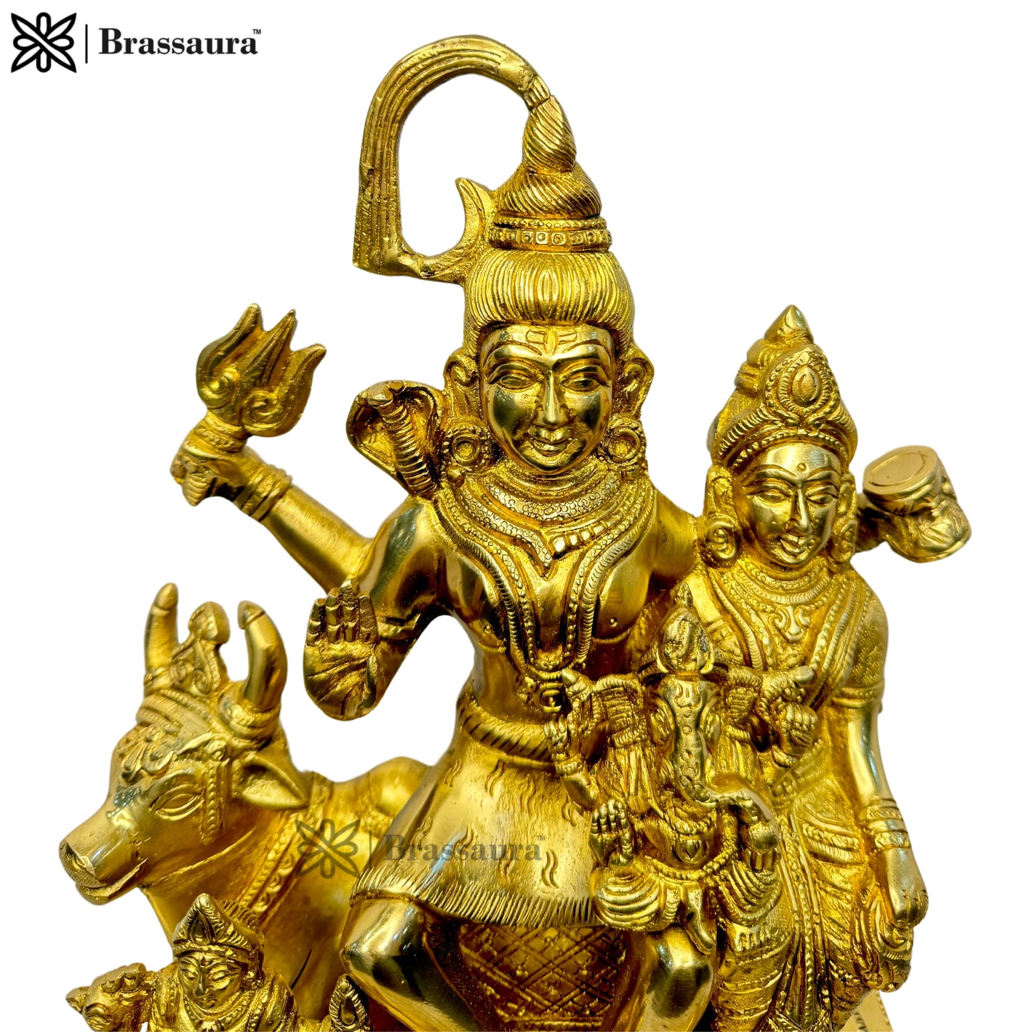 Brass Golden Shiva Parivar Murti for Home and Decor Height 32 cm Weight 8.05 Kg