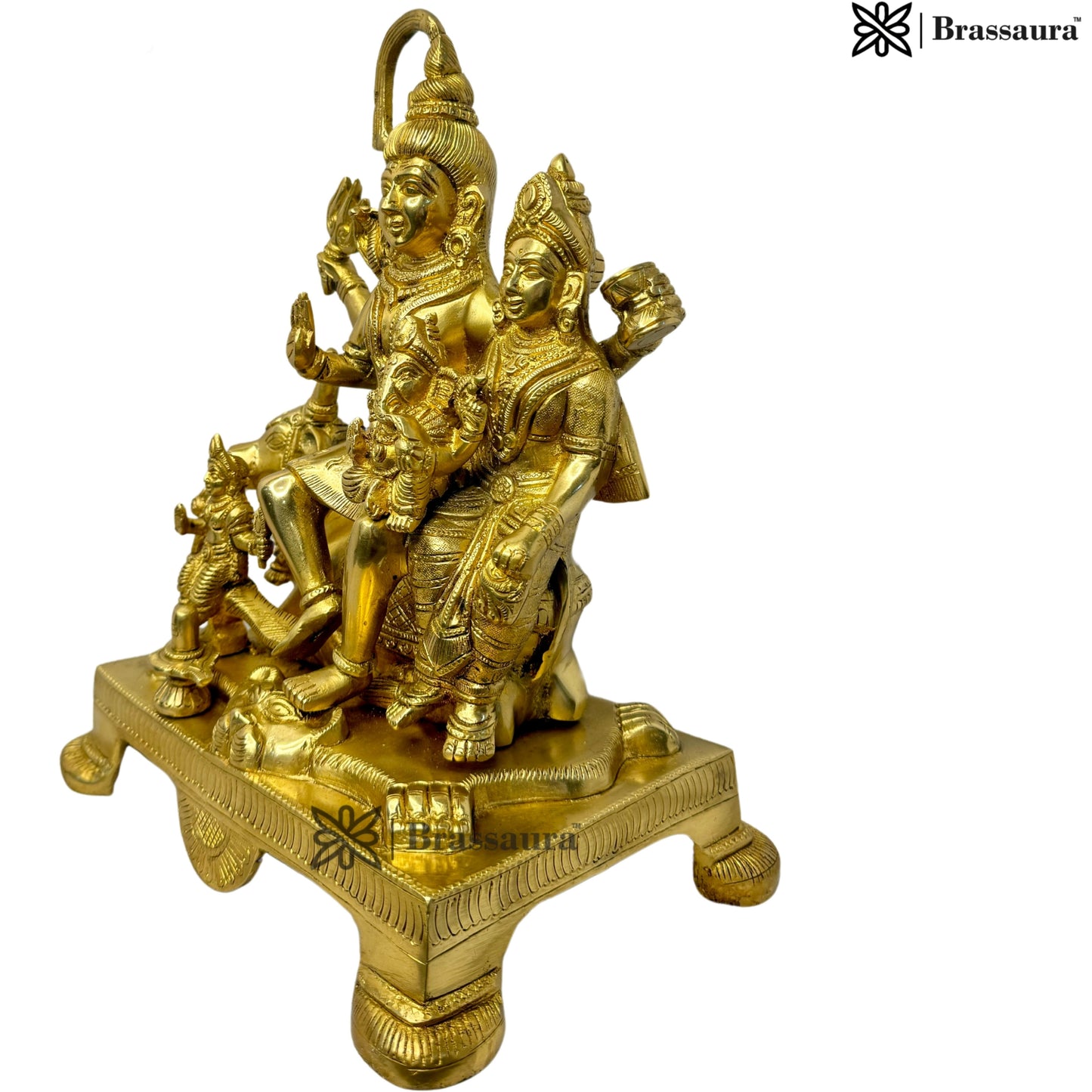 Brass Golden Shiva Parivar Murti for Home and Decor Height 32 cm Weight 8.05 Kg