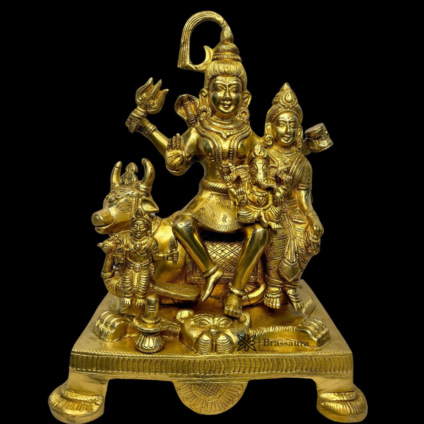 Brass Golden Shiva Parivar Murti for Home and Decor Height 32 cm Weight 8.05 Kg