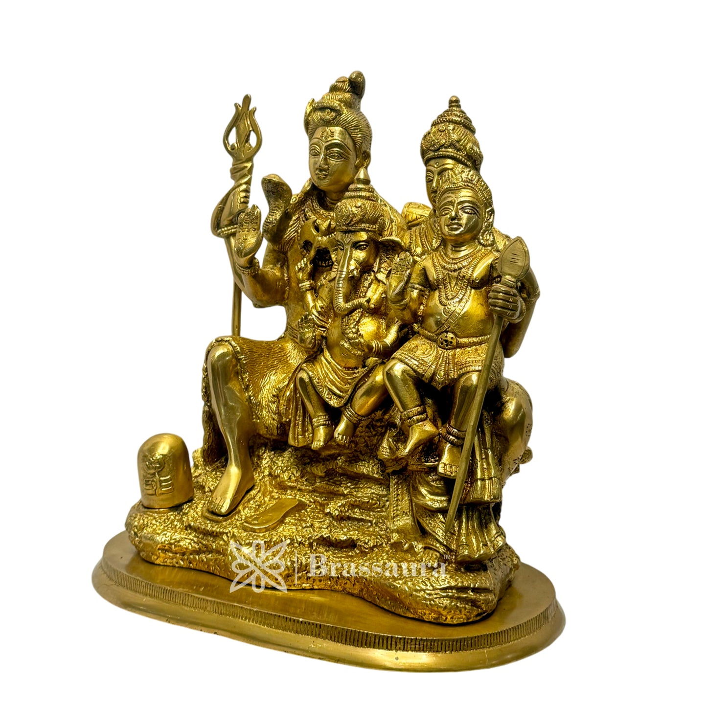Brass Golden Shiva Parivar Murti for Home and Decor Height 30 cm Weight 9.15 Kg