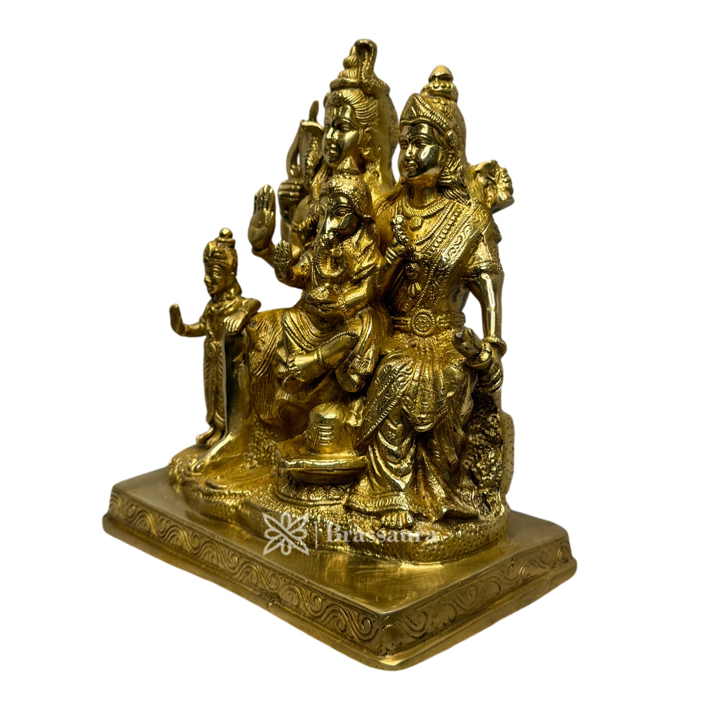 Brass Golden Shiva Parivar Murti for Home and Decor Height 25 cm Weight 5.400 Kg